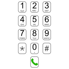 Smartphone keypad dialer with buttons vector user interface keyboard for calls, virtual dialer number call dial, screen pad - obrazy, fototapety, plakaty