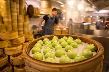 yum cha in a bamboo basket