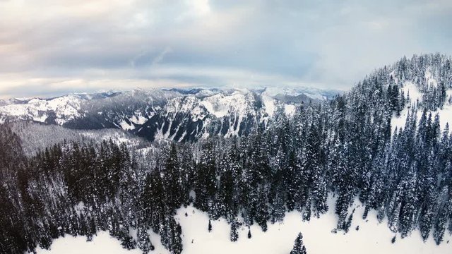 Pacific Northwest Snow Covered Mountain Range Winter Aerial Background