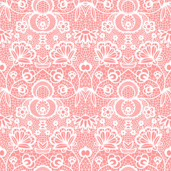 White lace seamless pattern with flowers, Vintage pattern.