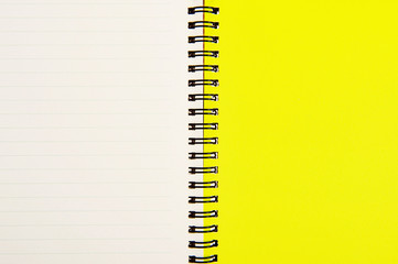 Top view of closed black cover notebook