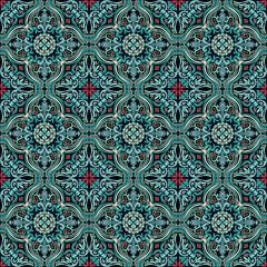 Colorful Moorish tiles. Vintage multi-color painting in Oriental style. Vector seamless pattern.