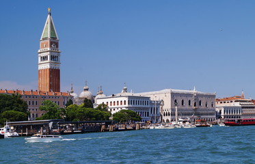 Fototapeta na wymiar View of Venice from Grand Canal with bell tower of San Marco, Italy