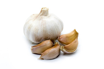 Image of Fresh garlic isolated on white background. Vegetables. Spices. Food.