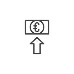 Euro exchange rate outline icon. linear style sign for mobile concept and web design. Euro money with up arrow simple line vector icon. Symbol, logo illustration. Pixel perfect vector graphics