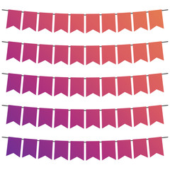 Colorful flags and bunting garlands