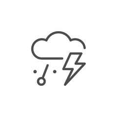 Thunderstorm and hail line icon