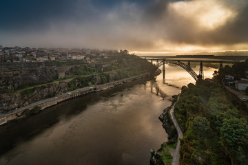 Fototapeta na wymiar Ponte D. Maria Pia Brifge in Porto
