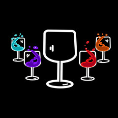 Cocktail icon party celebration event abstract background fantasy and fancy glass empty concept flat design