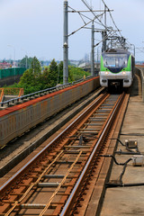 Fototapeta premium Trains run on rails