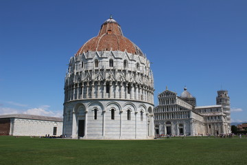 View Baptistery of San Giovanni in Piazza dei Miracoli, main square in Pisa Tuscany, Italy