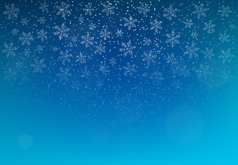 Winter background with falling snow and snowflakes