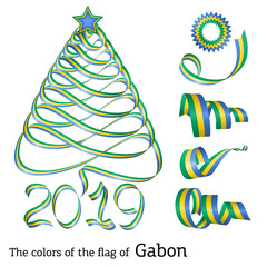 Ribbon Christmas tree colors of Gabon