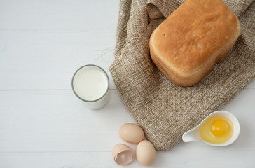 square bread on white background