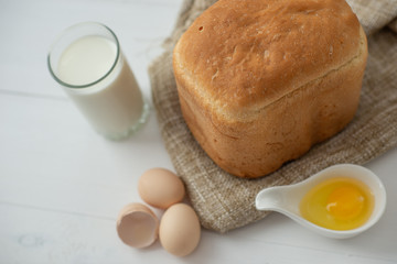 square bread on white background