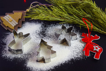 Baking Christmas cookies.Christmas card.