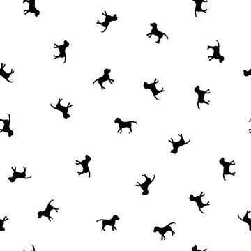 Seamless pattern small dog silhouette on white, vector eps 10
