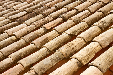 Old traditional terracotta roof covering