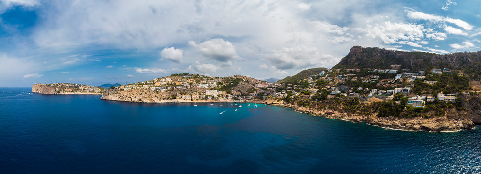 Spain, Mallorca, Aerial view of Cala Lamp