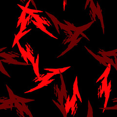 Abstract neon black background with different lines in bright red color