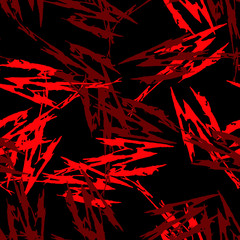 Abstract neon black background with different lines in bright red color