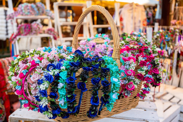 Souvenir gingerbread of different shapes on one of the traditional market in Cracow, Poland.