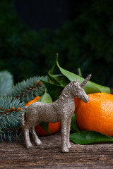 Unicorne with mandarines