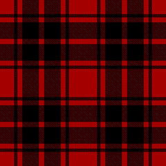 Seamless plaid, tartan, check pattern black and red. Design for wallpaper, fabric, textile, wrapping. Simple background