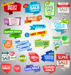 Modern sale origami banners and labels collection