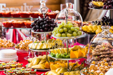 Sweet table. Catering food. Buffet table. A fine buffet.