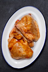 chicken with marinate on dish