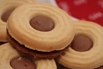 Fototapeta na wymiar Chocolate filled tea cookies