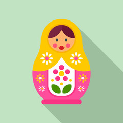 Floral nesting doll icon. Flat illustration of floral nesting doll vector icon for web design