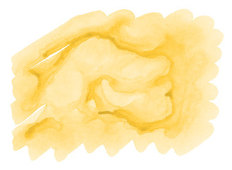 Yellow watercolor background hand painted on white