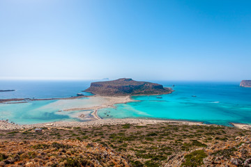 Panoramic view of Balos lagoon in Chania region of Crete