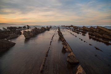 Sakoneta beach at basque flysch between Zumaia and Deba, at Gipuzkoa, Basque Country.