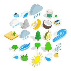 Gardening icons set. Isometric set of 25 gardening vector icons for web isolated on white background
