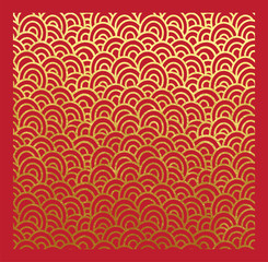 Oriental pattern of golden seigaiha waves