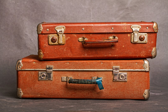 Old red suitcases