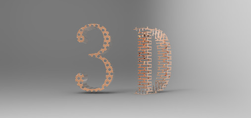 3D font in gray background