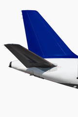 Commercial air plane on a white background with path.