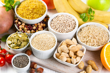 Selection of good carbohydrates sources - vegetables, fruits, grains, legumes, nuts and seeds....
