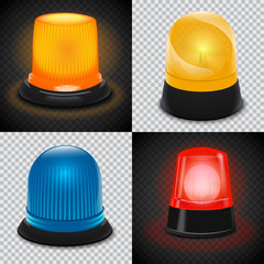 Fototapeta premium Attention flasher icon set. Realistic set of attention flasher vector icons for web design