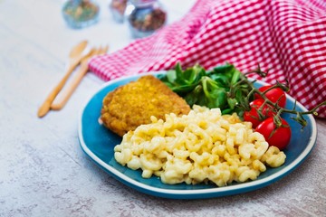 Turkey Blue Cord Coquillettes with Cheese