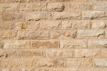 New wall of relief limestone closeup
