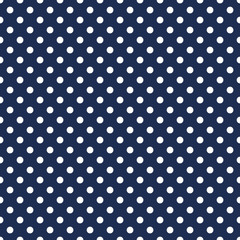 Seamless Navy Blue & White Polka Dot Pattern