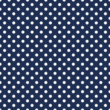Seamless Navy Blue & White Polka Dot Pattern