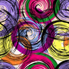 Foto op Plexiglas seamless background pattern, with circles/waves, paint strokes and splashes, grungy © Kirsten Hinte