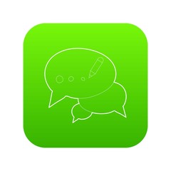 Chat icon green vector isolated on white background