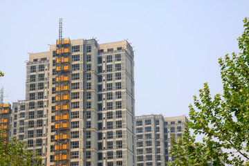 Fototapeta premium Unfinished buildings and green